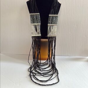 NWT CHICO’S Elegant Black and Silver Beaded Necklace